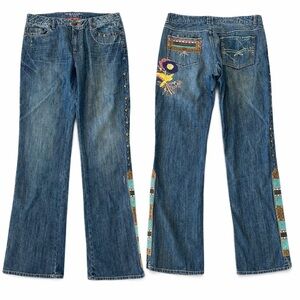 Double D Ranch Embellished Bootcut Jeans | Studded Fringe Denim size 12/32|34